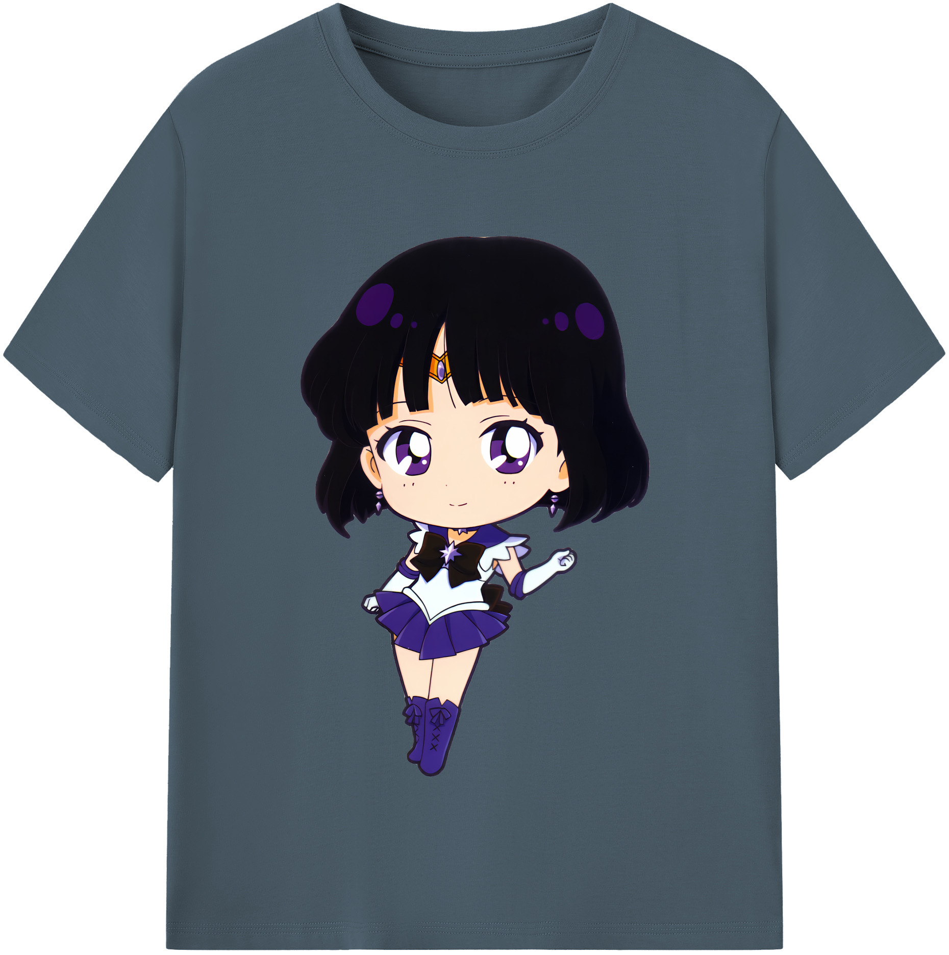 （画像用） 美少女戦士セーラームーン 土萠ほたる Sailor Moon Tomoe Hotaru （セーラーサターン；Sailor Saturn） 綿100％半袖Tシャツ（フロントプリント）